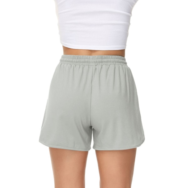 Kvinnors dragsko med hög midja Shorts Casual Baggy Beach Hot Pants grå L