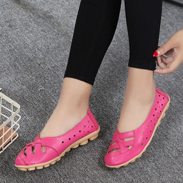 Muoti Naisten Slip On Work Casual hollow Out Flats Comfort Rosa 44