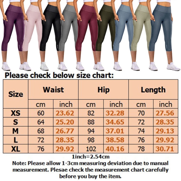 Kvinder Yogabukser Højtaljede beskåret leggings Fitnesslommer Pink,XL