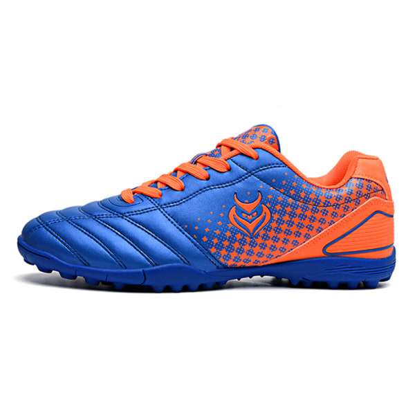 Teenager Unisex fodboldstøvler Spikes Sko Atletik Sneakers Blue Orange 35