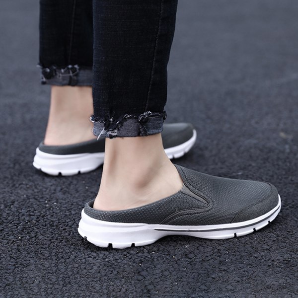 Unisex Flat Shoes Loafers Selkänojattomat kävelylenkit Hengittävät Dark Gray 43 men