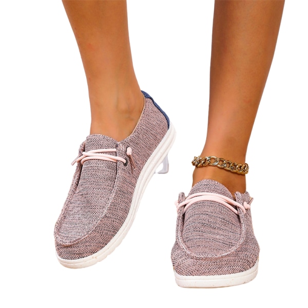 Naisten tasaiset lenkkarit casual kengät Hengittävät yksittäiset kengät pink 36