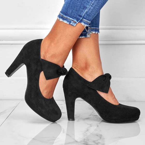 Damklänning Skor Höga klackar Pumps Snörning Dansbollsfest Black, Faux Suede Upper 41