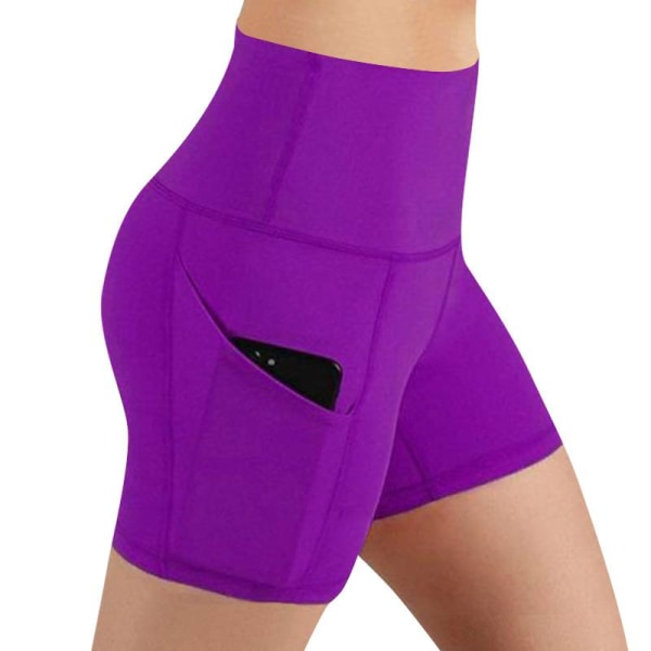 Dam Sportbyxor Korta Byxor Yoga Shorts Casual Fitness purple,XXL