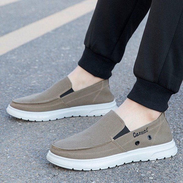 Herre Slip On Flats Casual Canvas Sko Komfortable sneakers Kaffe 41