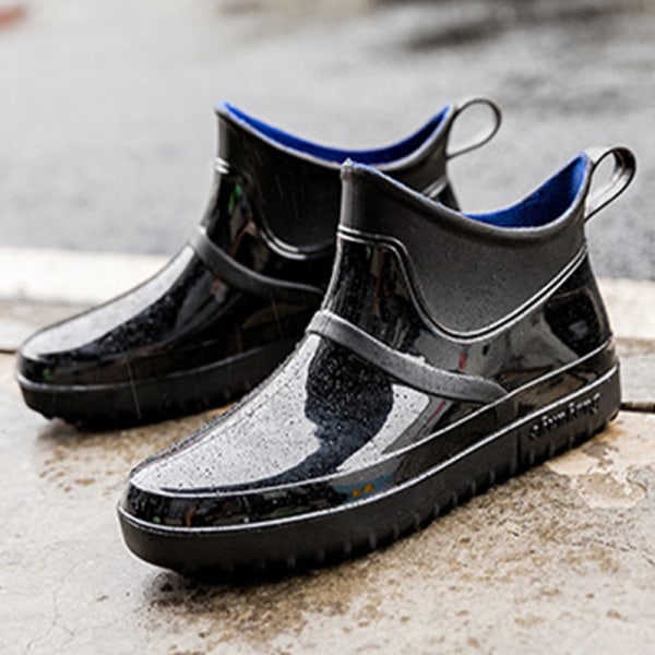 Mænd og kvinders vandtætte runde tå sko regnstøvler skridsikre Black 44