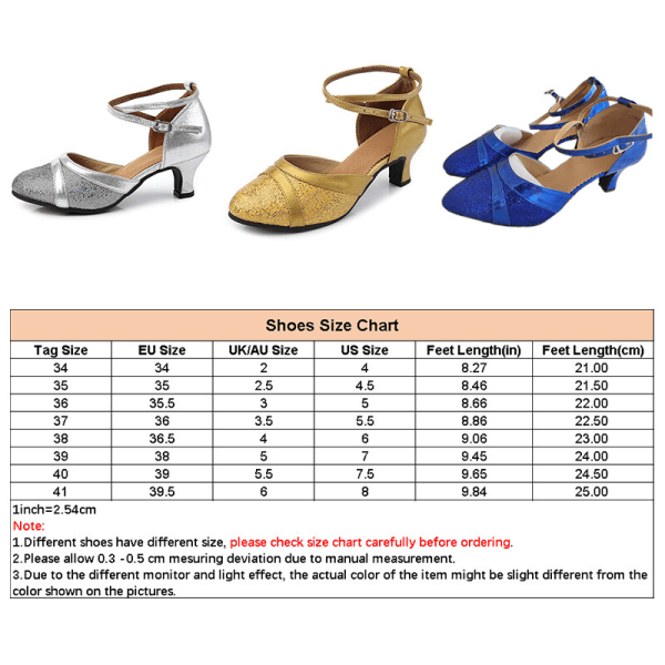 Kvinder balsal sandaler latin sko danser lukket tå midt hæl Blue (Indoor Faux Suede Sole) 35