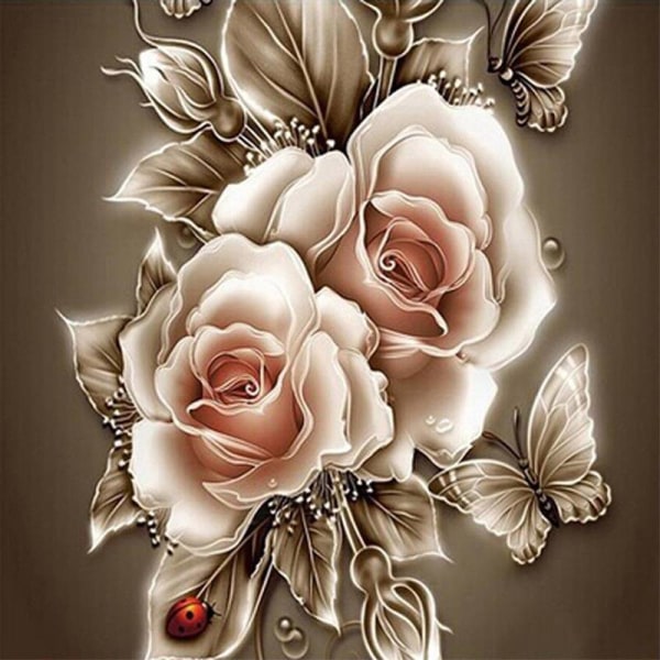 5D hel diamond painting korsstygn DIY dekoration 011#Flowers 30x30cm(LxW)