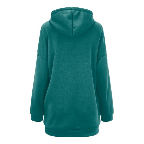 Dame almindelig hættetrøje Langærmet Loose Coat Sweatshirtjakke Gräsgrön 4XL