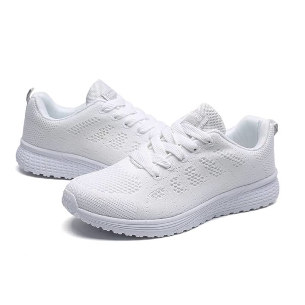 Löparsneakers för damer som andas casual atletiska skor White,36