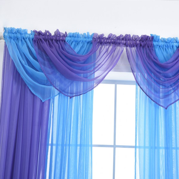 Gennemsigtigt voile vinduesgardin forhæng Tørklæder Rumdørsdeler Tulle Light Purple 100X200cm