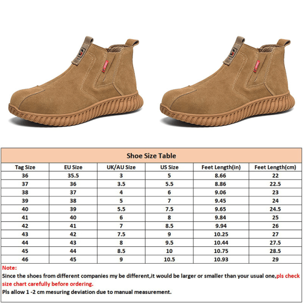 Män Steel Toe Heavy Duty Ankel Booties Punkteringssäkra arbetsskor Gulbrun normal 43