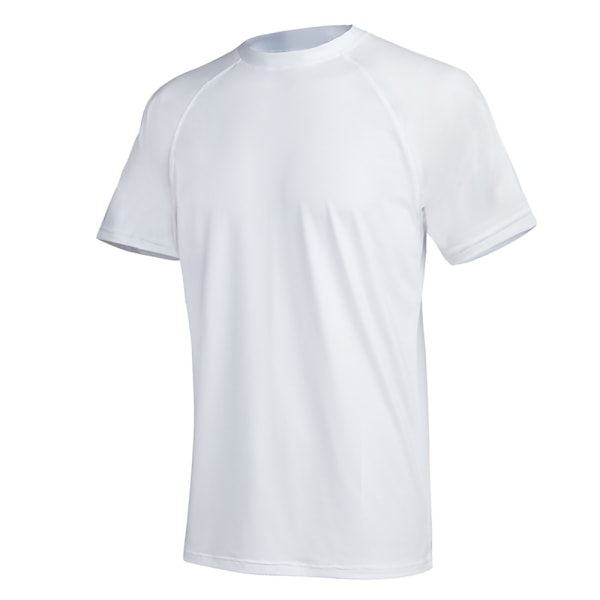Kortærmet skjorte til mænd Dykning Surfing Badetøj UV-beskyttelse Top White,L