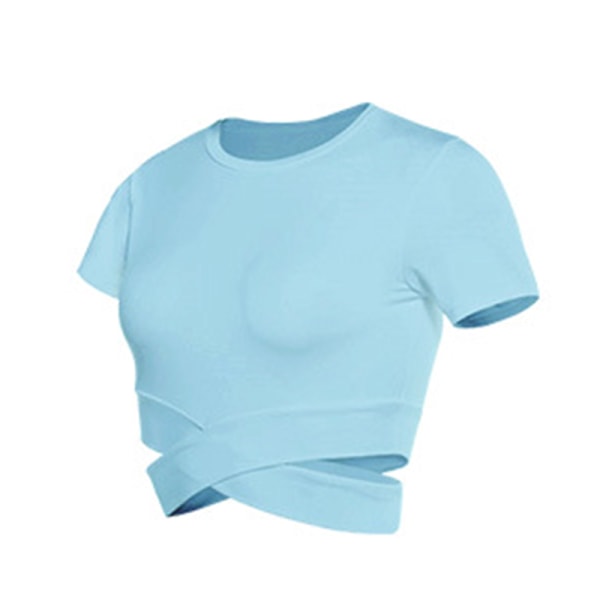 Dam Sport Yoga Crop Tops Kortärmade Running Fitness T-shirts sky blue,XL