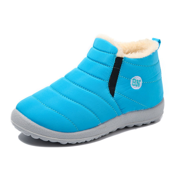 Børne vinter PU læder vandtætte mode snestøvler Blå 32