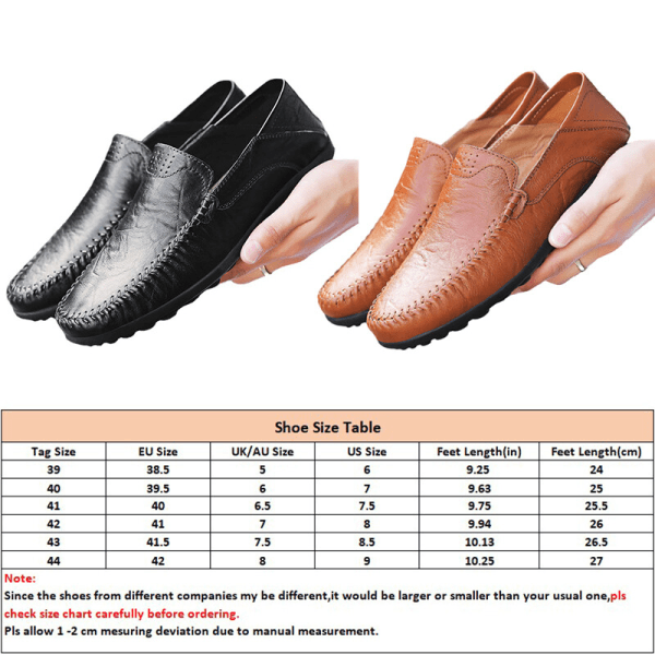 Herre britiske klassiske loafers Slip On imiteret læder business sko Brun 43
