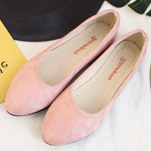 Kvinder Ballet Flats Shoe Casual Comfort Slip On spidstå arbejde Pink 39