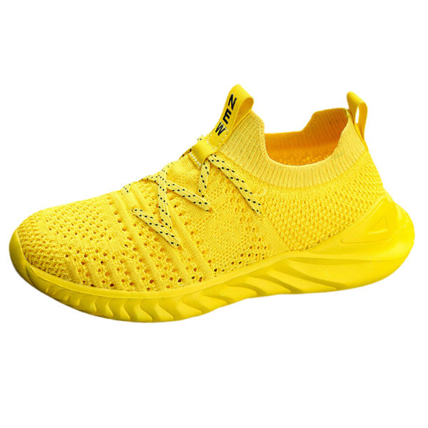 Pojkar Barn Sneakers Flygande vävda sportskor på löparsko Yellow 31