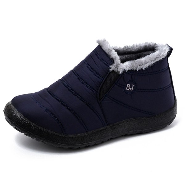 Herr Dam Vinter Plysch Fleece Snow Boots Halkfri fotled Blå 36