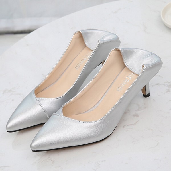 Naisten Pumput Mekko Kengät Matala Mid Slender Heel Casual Daily Silver 41