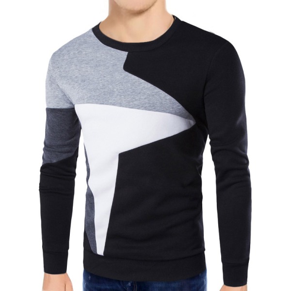 Långärmad Slim Fit Top Casual T-shirt Pullover Sweatshirt för män Svart M