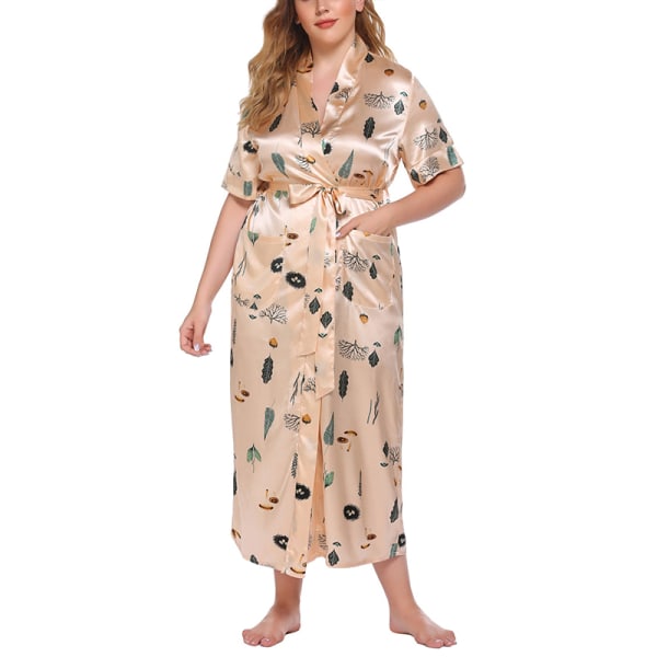 Kvinders morgenkåbe natkjole hjemmetøj Nattøj Pyjamas apricot,4XL