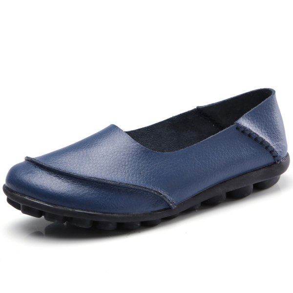 Kvinner Flat Moccasin Casual Sko Loafer Myk Såle Slip On Nurse Dark Blue 44