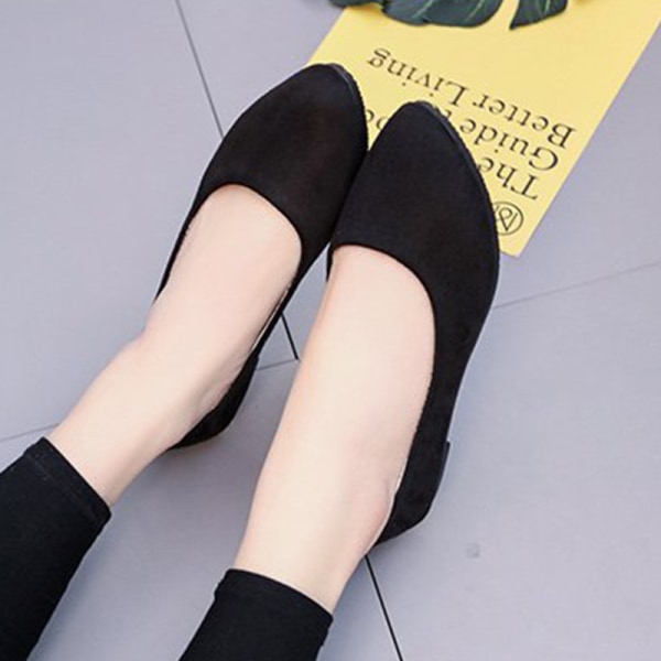Kvinder Ballet Flats Shoe Casual Comfort Slip On spidstå arbejde Black 38