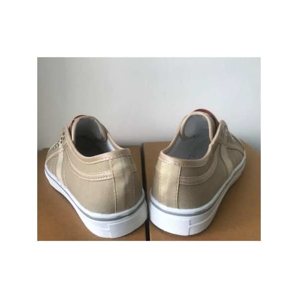 Slip-on skor med elastisk canvas för kvinnor Sneakers Rund Toe Skor khaki,42