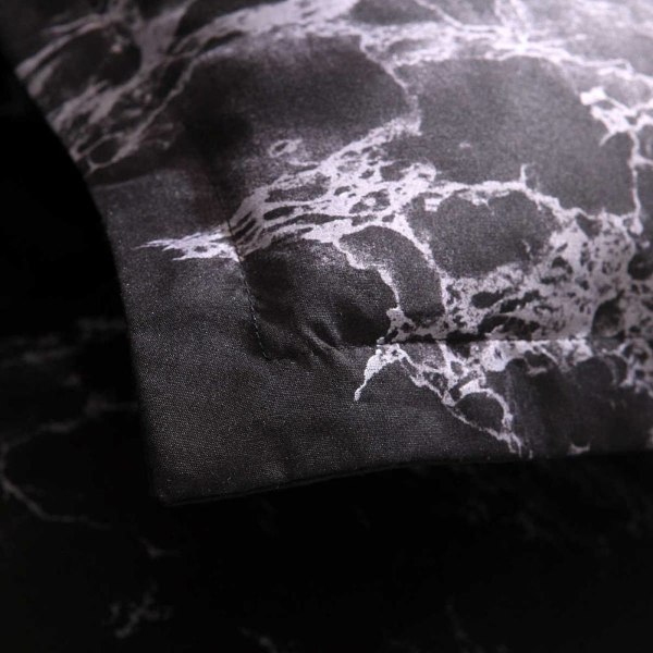 3-delt marmordynebetræk Lineal Sengetøjssæt Pudebetræk Black,228x228cm