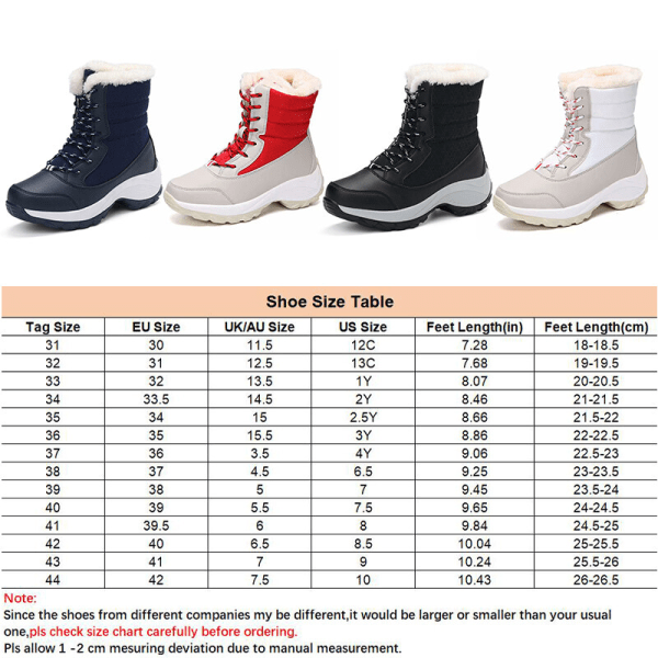 Unisex fuskpäls snörning Vattentät Komfort Mid Calf Warma Skor Blå 43