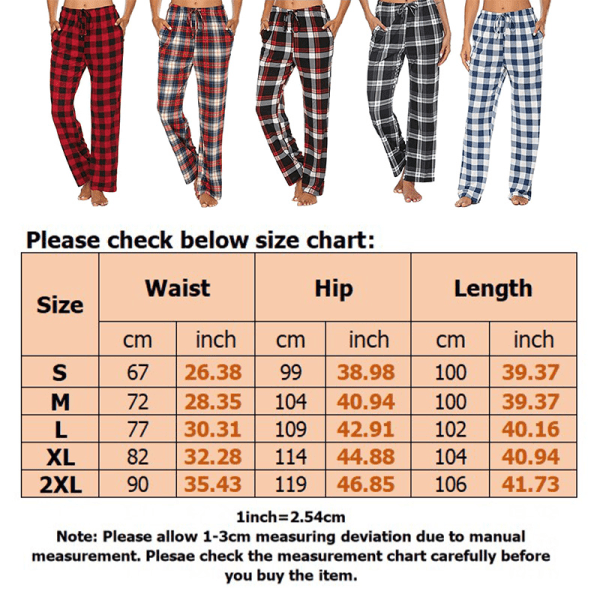 Dame plaid elastiske pyjamasbukser Casual Baggy Loungewear Marinblå XL