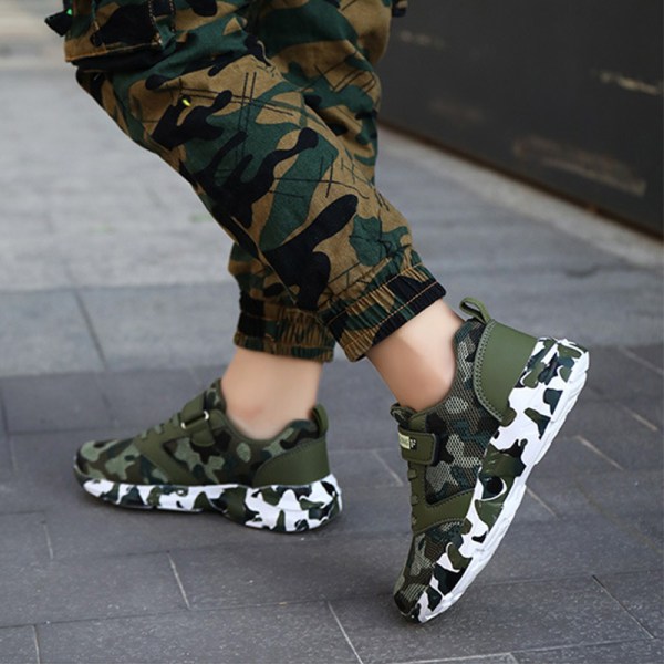 Børn Drenge Piger Camouflage sneakers Outdoor Casual Sko Camouflage Green 33