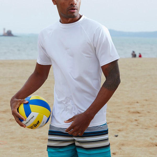 Herr kortärmad skjorta Dykning Surfing Badkläder UV-skydd Topp White,L