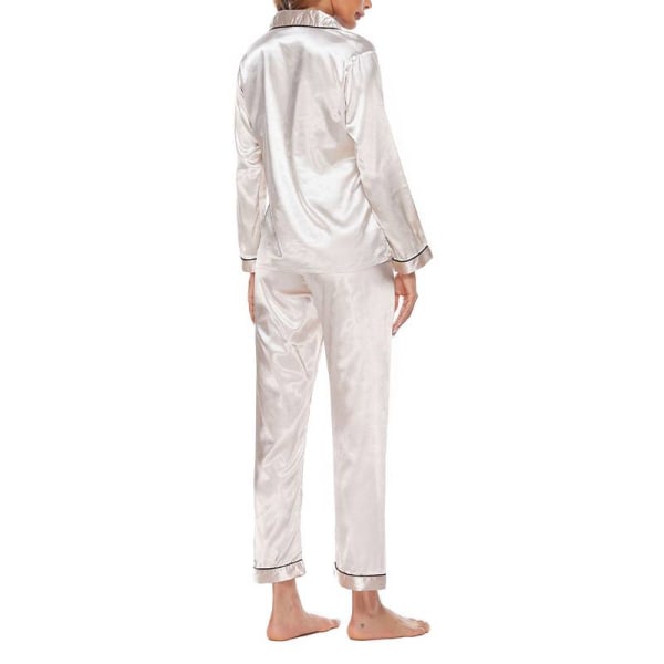 Kvinnor Solid Pyjamas Sets Sleepwear Pyjamas Button Casual Suit Champagne S