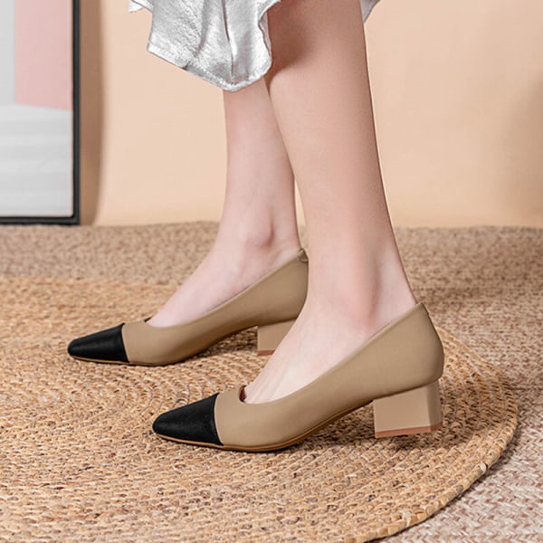 Naisten paksut, teräväkärkiset pumput, jotka vastaavat värejä Mid Heel -kengät Brown 38
