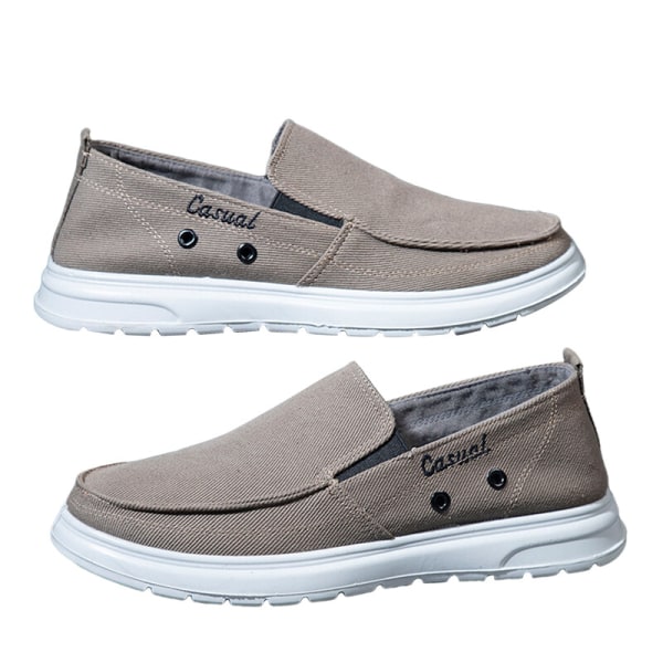 Herre Slip On Flats Casual Canvas Sko Komfortable sneakers Kaffe 44