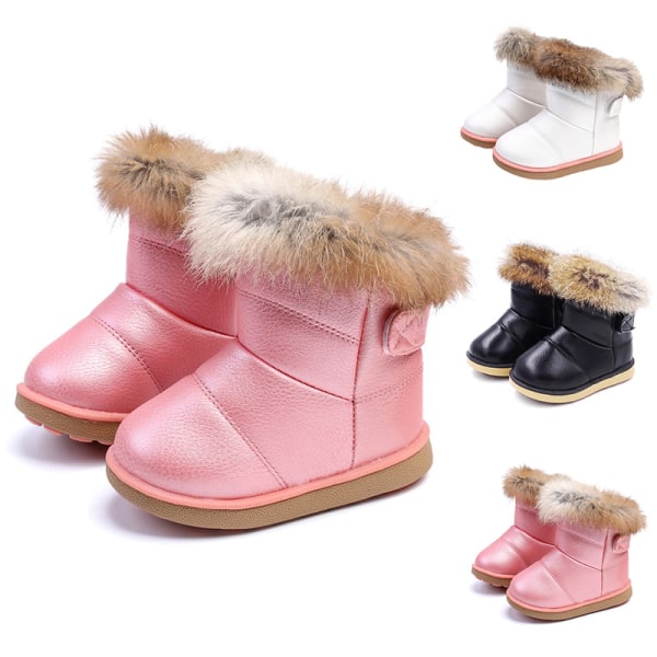 Winter Girls Kids Snow Pehmeä saappaat turkis lämmin nilkka casual Pink 25