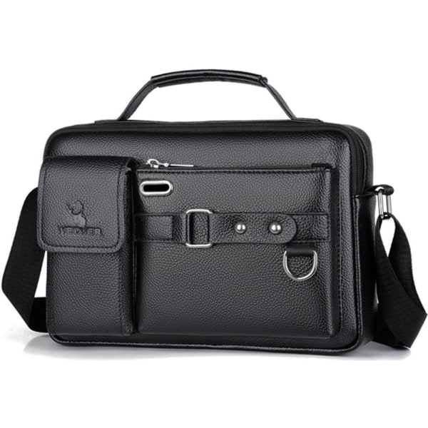 Herre Crossbody Tasker Messenger Briefcase Læder håndtaske Black 04ed | Black | Leather | Fyndiq