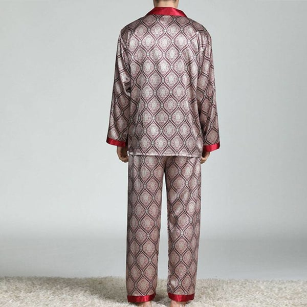 Herr Pyjamas Set T-shirt Lounge Bottoms Byxor Nattkläder kostym Pjs Claret 3XL