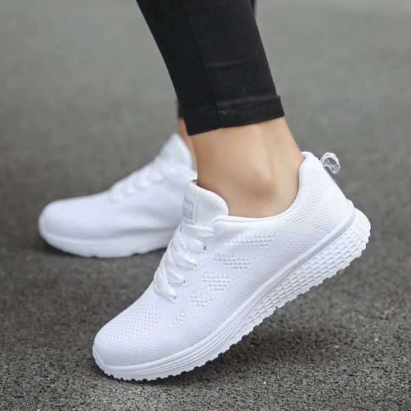 Löparsneakers för damer som andas casual atletiska skor White,37