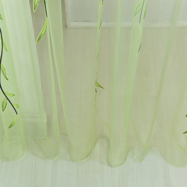 Blomstergardiner Persienner Voile Room Gardin Sheer Panel Tørklæde Green 100X200cm