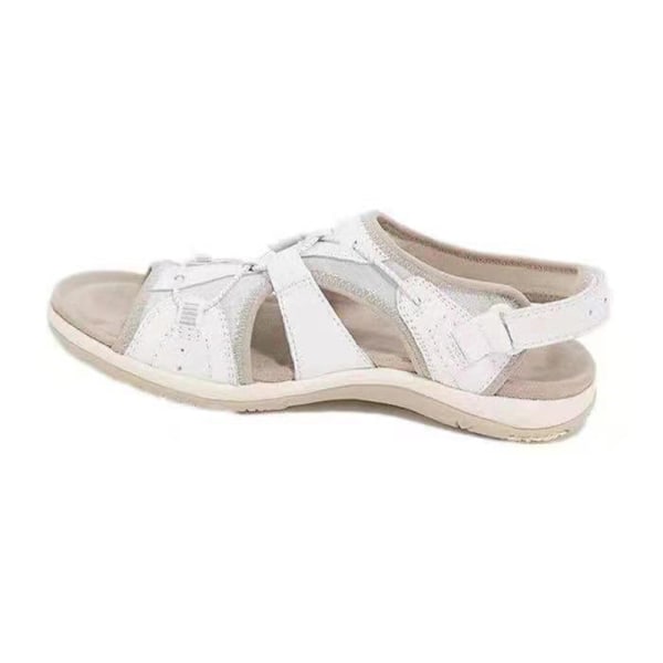 Kvinder udendørs sandaler krog & løkke flade sandaler åben tå White 38