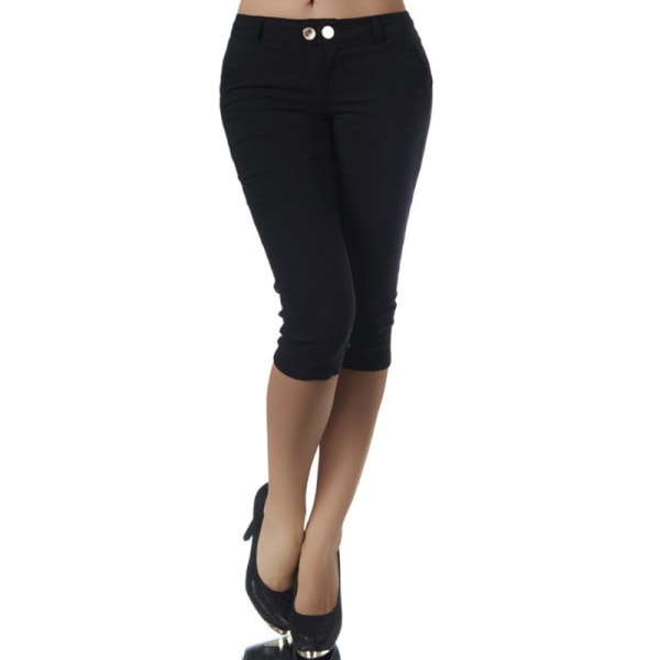 Kvinder High Waist Pants Loungewear Solid Color Cropped Pants Black 2XL