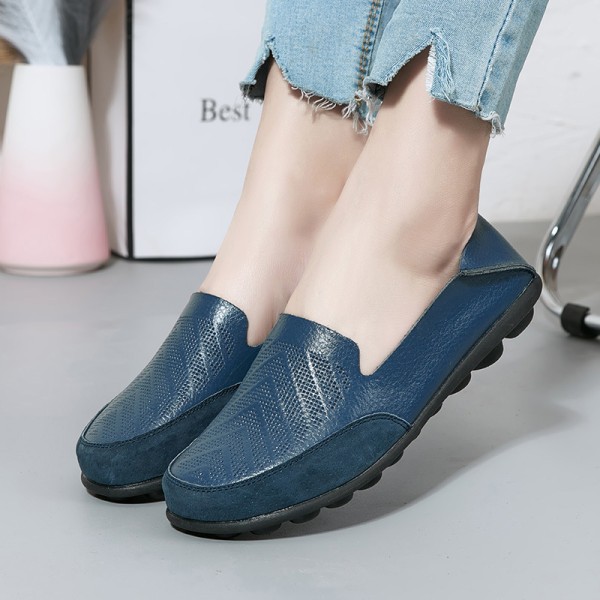 Dam Loafers Slip On Flats Halkfri Walking Comfort Casual Shoe Blå 35