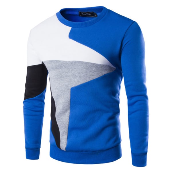 Långärmad Slim Fit Top Casual T-shirt Pullover Sweatshirt för män Blå 4XL