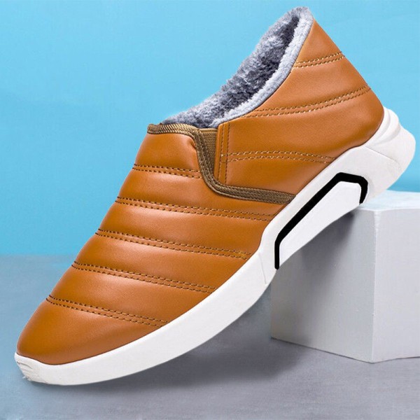 Lätta Sneakers med rund tå för män Andas plyschfodrade plattor Orange 40