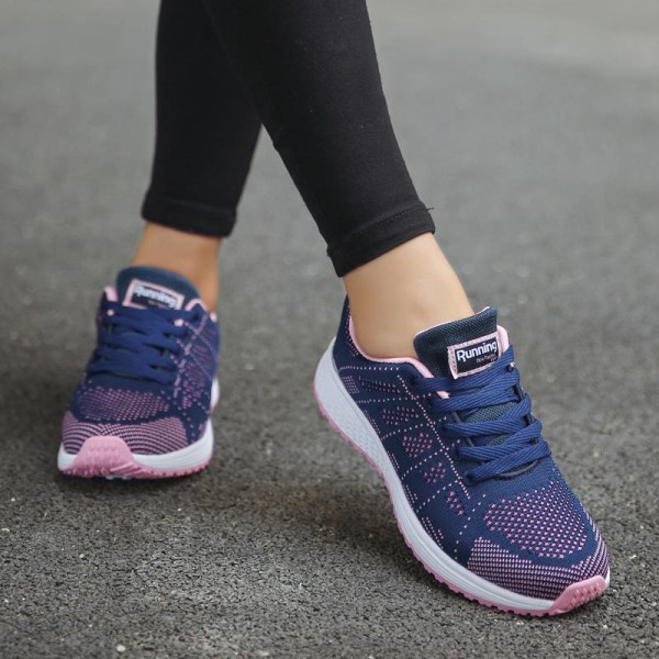 Löparsneakers för damer som andas casual atletiska skor Navy Blue,35
