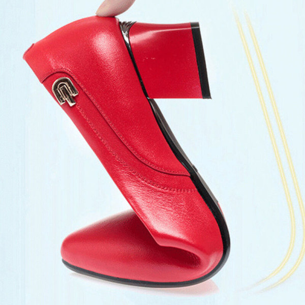 Kvinder Anti-Slip hæle arbejde Letvægts spidse hæle Fashion Röd 36
