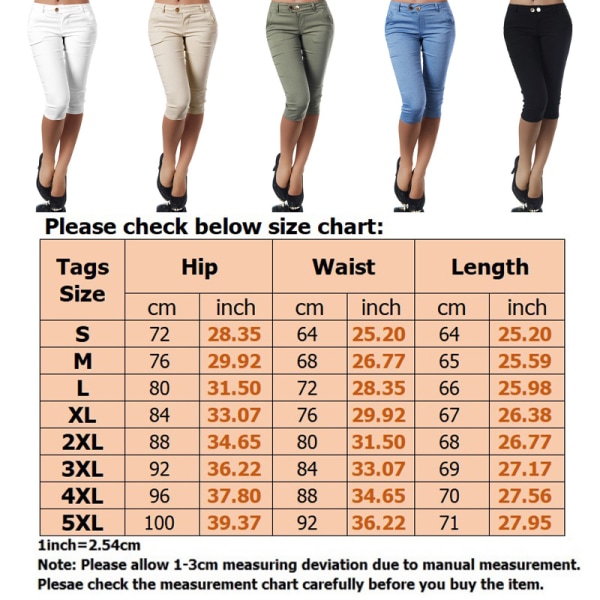 Kvinder High Waist Pants Loungewear Solid Color Cropped Pants Khaki L